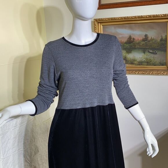 Talbots Petites Grey & Black Velvet Maxi Dress - Picture 7 of 14